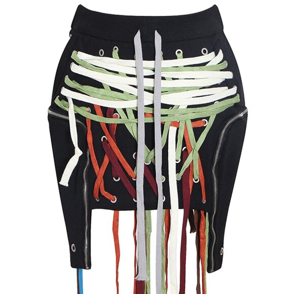 Shoelace Skirt With Zipper Detail - Picture 1 of 6
